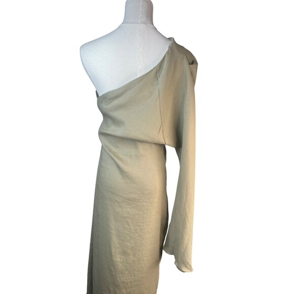 NWT ZARA Medium Asymmetrical One Shoulder Linen Maxi Dress - Picture 14 of 16